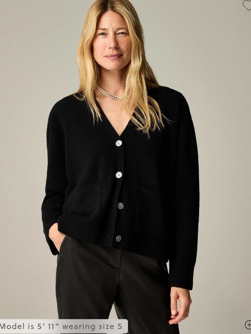 J Crew Cashmere patch-pocket cardigan CB881 Size S NWT Black